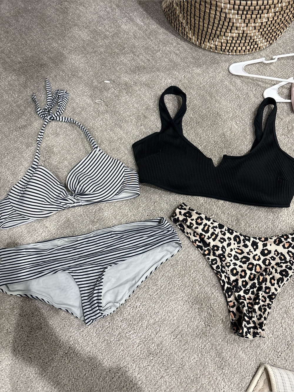H&M Women's Bikini Set -  Hollister Black, White & Leopard